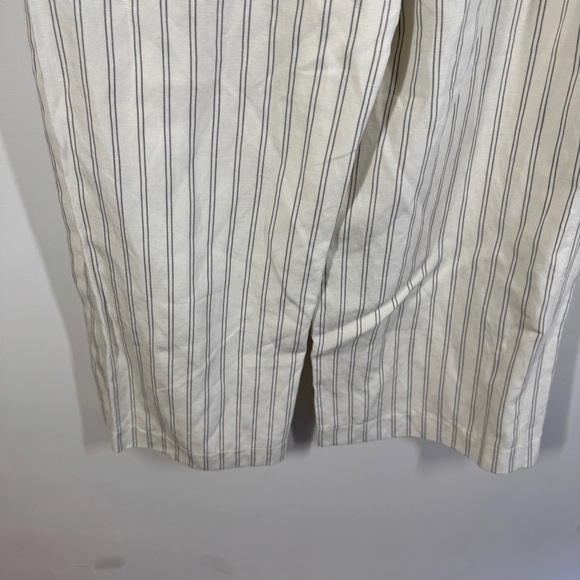 Club Monaco White Pin Striped Linen Blend Wide Leg Pants Size 4 Summer Casual - Picture 10 of 15